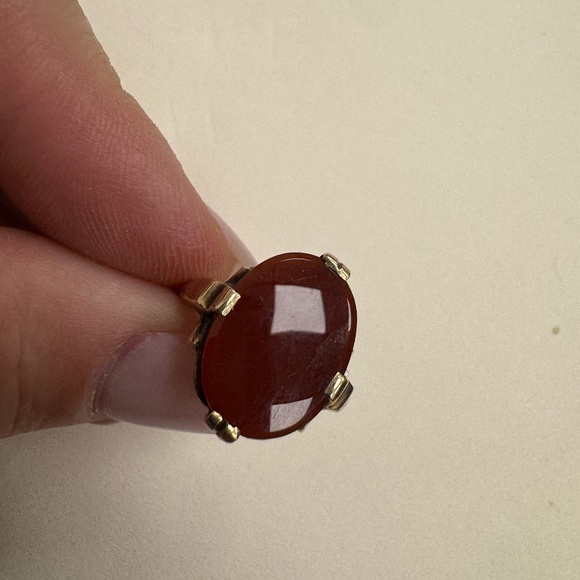 10K yellow gold and carnelian gemstone ring - Picture 5 of 13